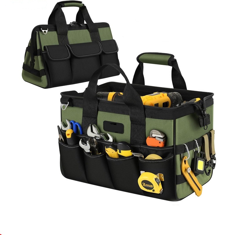حقيبة أدوات محمولة متينة مقاومة للماء من مصنع شامل، حقيبة أدوات أكسفورد واسعة الفم، منظم عمل متعدد الأغراض للكهربائيين - UNEEDAL