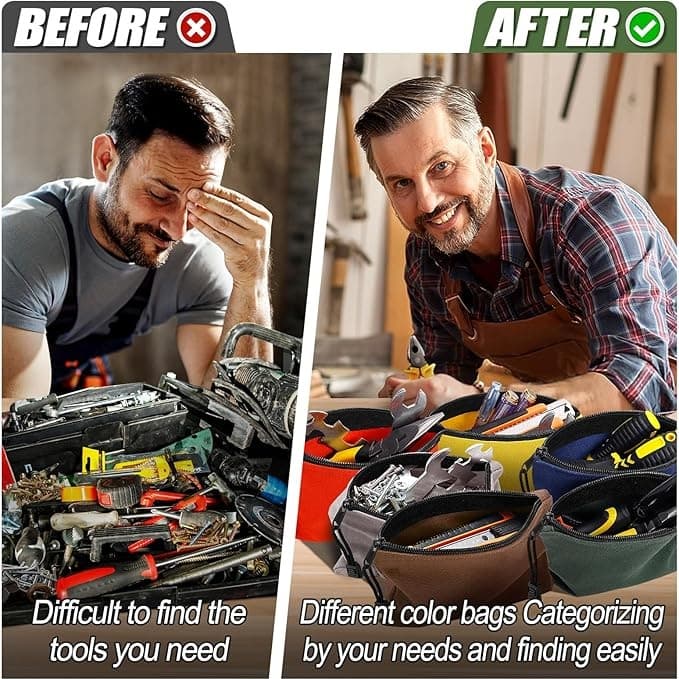 حقيبة أدوات قماشية متينة مكونة من 6 قطع بألوان عصرية مخصصة للكهرباء وإصلاح السيارات والبستنة وتصفيف الشعر ومستحضرات التجميل والقرطاسية والمزيد - UNEEDAL
