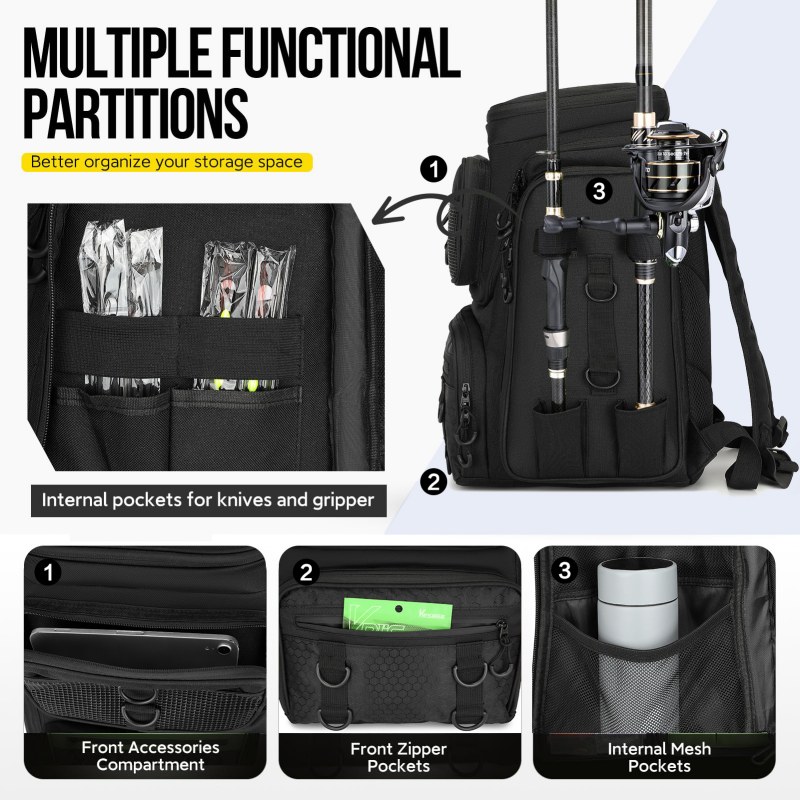 Custom Fishing Organizer Bag with Rod Holder